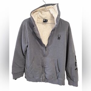 Spyder Kids Charcoal Hooded Jacket with Cream Lining